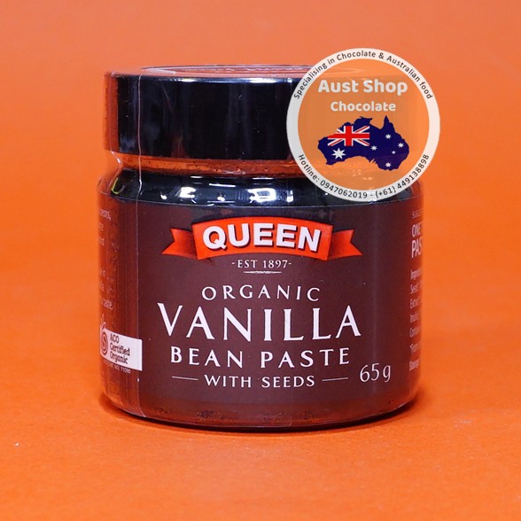 Hỗn hợp vani hữu cơ nguyên hạt Queen Organic Vanilla Bean Paste 65g - OZ - Aust Shop Chocolate