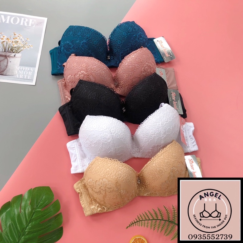 Áo ngực ren có gọng, lót nữ form tròn đẹp, đệm vừa Thái Lan Sister hood 784 - angel.bra