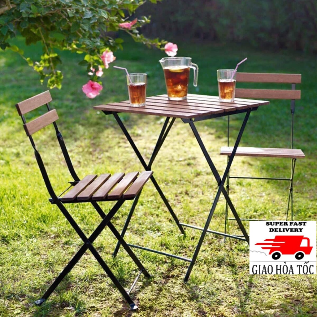 Bộ Bàn Ghế Gỗ BISTRO Patio Mini Chuyên Dụng- Gấp Gọn Dễ Dàng - Bộ Gồm 1 Bàn 2 Ghế home decor