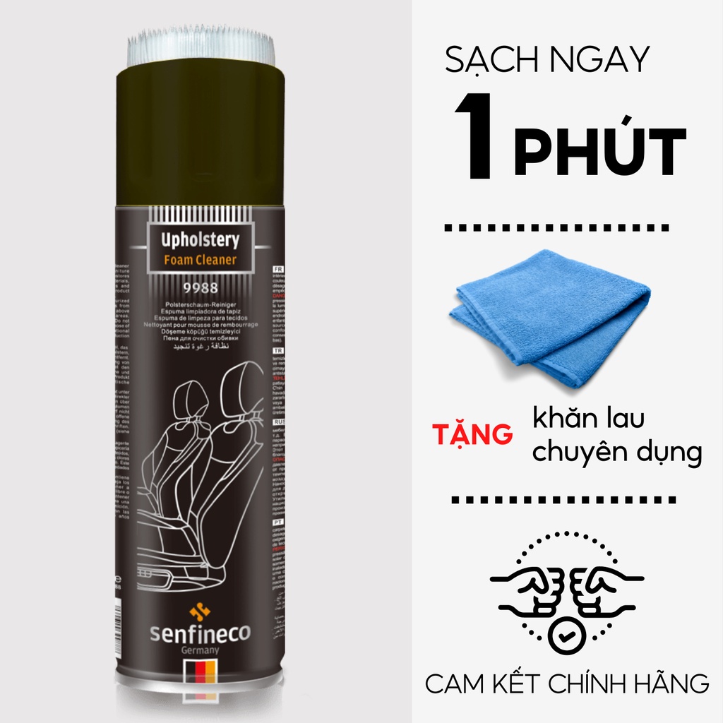 Xịt vệ sinh nội thất ô tô Senfineco 9988 Upholstery Foam Cleaner dung tích 650ml