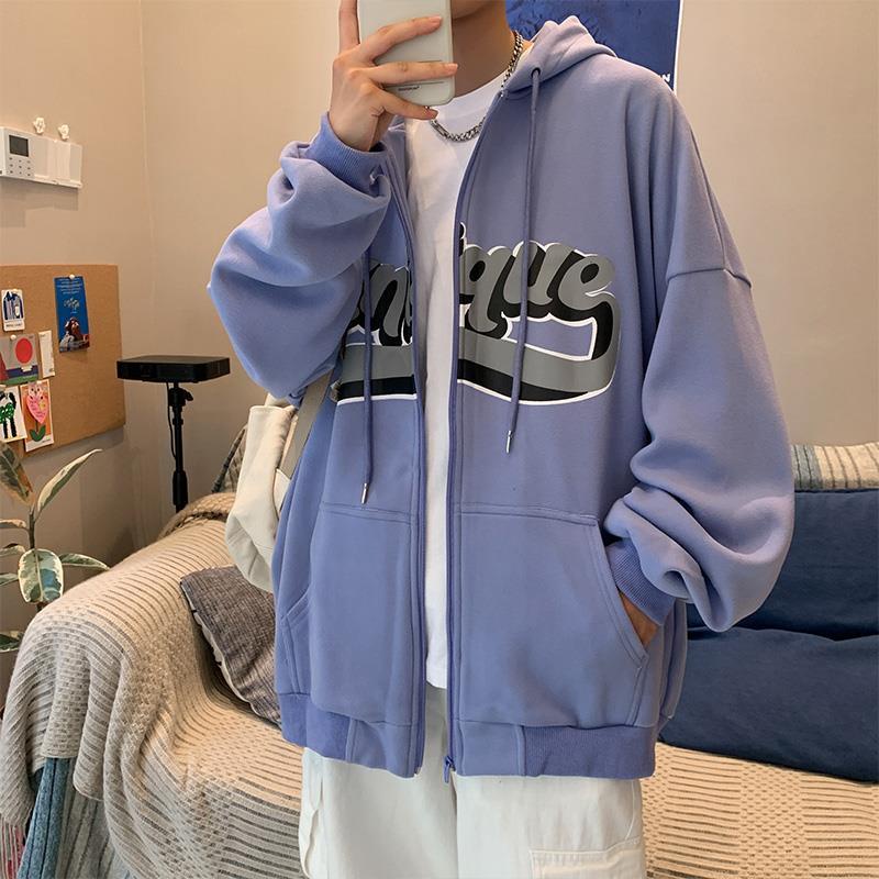 Áo khoác có nón in chữ phong cách Hong Kong cho nam