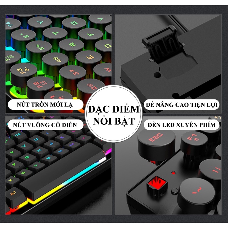 GiGiBomstore Bàn phím giả cơ chuyên K4 2022 Bàn Phím giả cơ chuyên game Có Dây có LED 104 phím