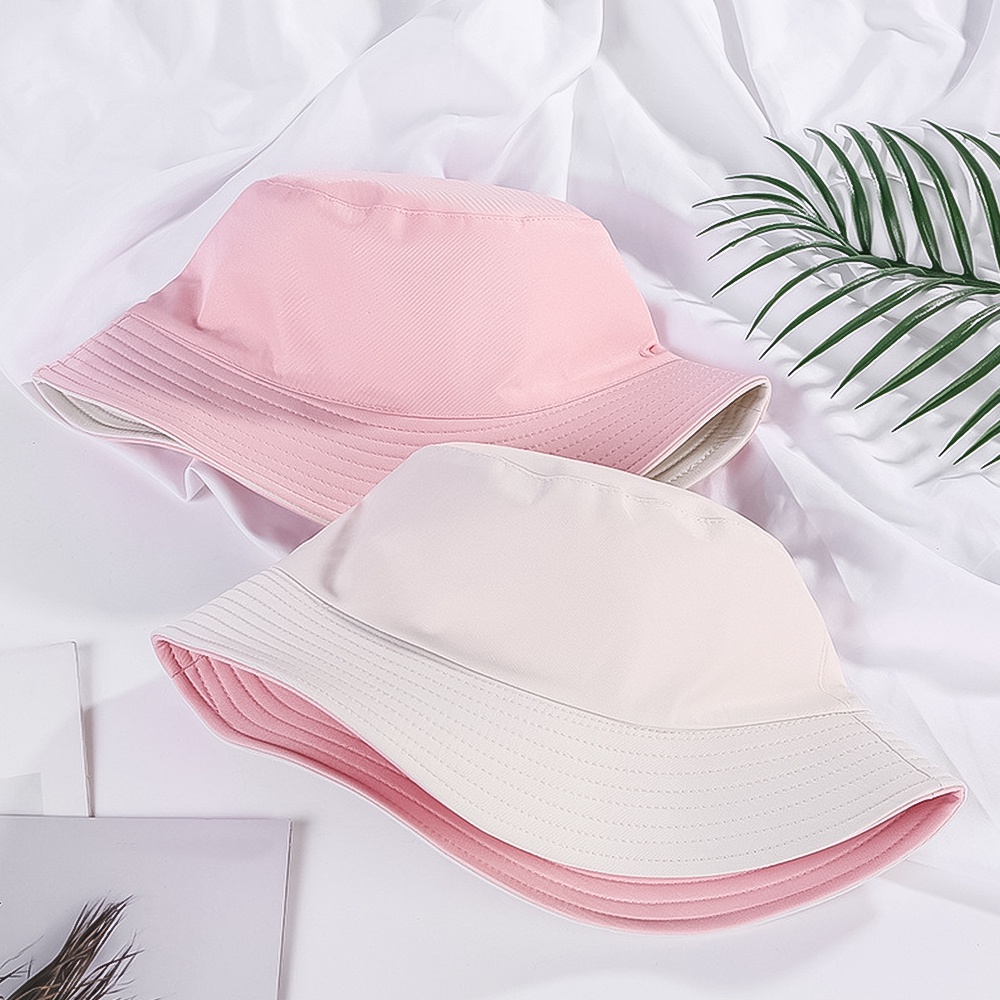 Nón Vành Cotton Màu Trơn Hai Mặt Thời Trang Mùa Hè Cho Nam Và Nữ