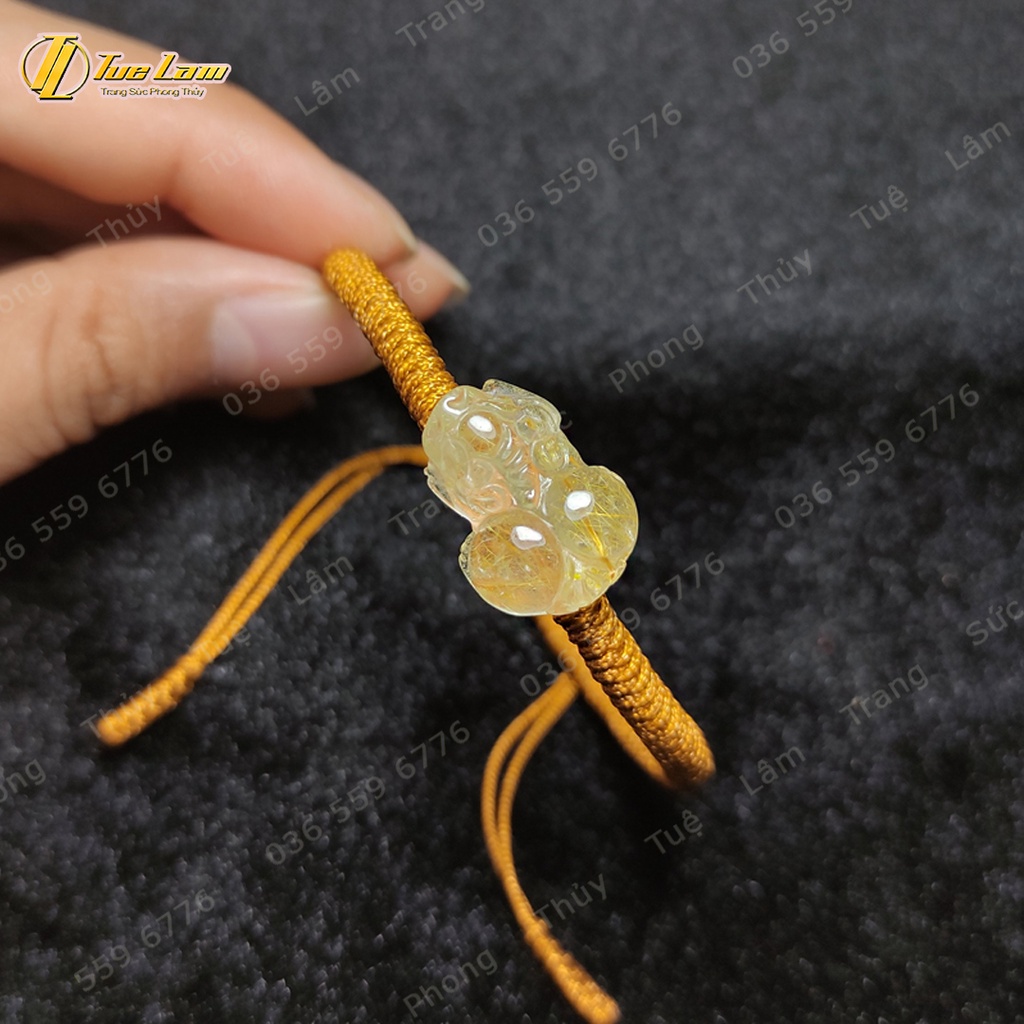 Vòng tay chỉ may mắn bện tỳ hưu tài lộc màu tóc vàng hợp mệnh kim thổ - Tuệ Lâm