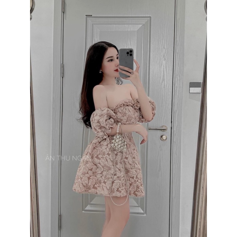 ĐẦM XÒE NỮ GẤM TRỄ VAI HÀNG THIẾT KẾ SIU XINH