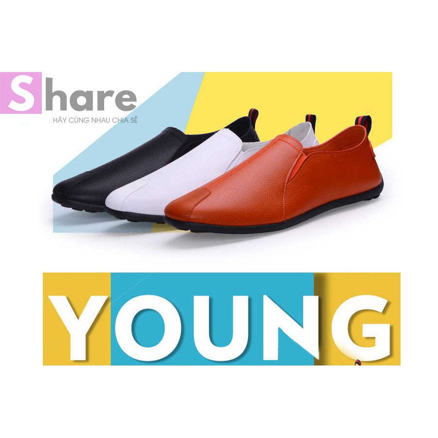 TẶNG TẤT LƯỜI CAO CẤP - Giày Lười Nam Hàn Quốc Màu Đen NS20011