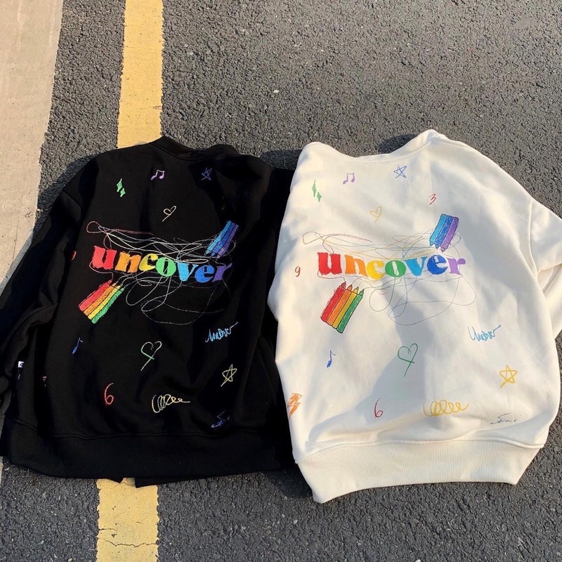 Áo khoác nỉ Cardigan UNCOVER Bút Sáp form rộng Phong cách Ulzzang unisex - Gin store