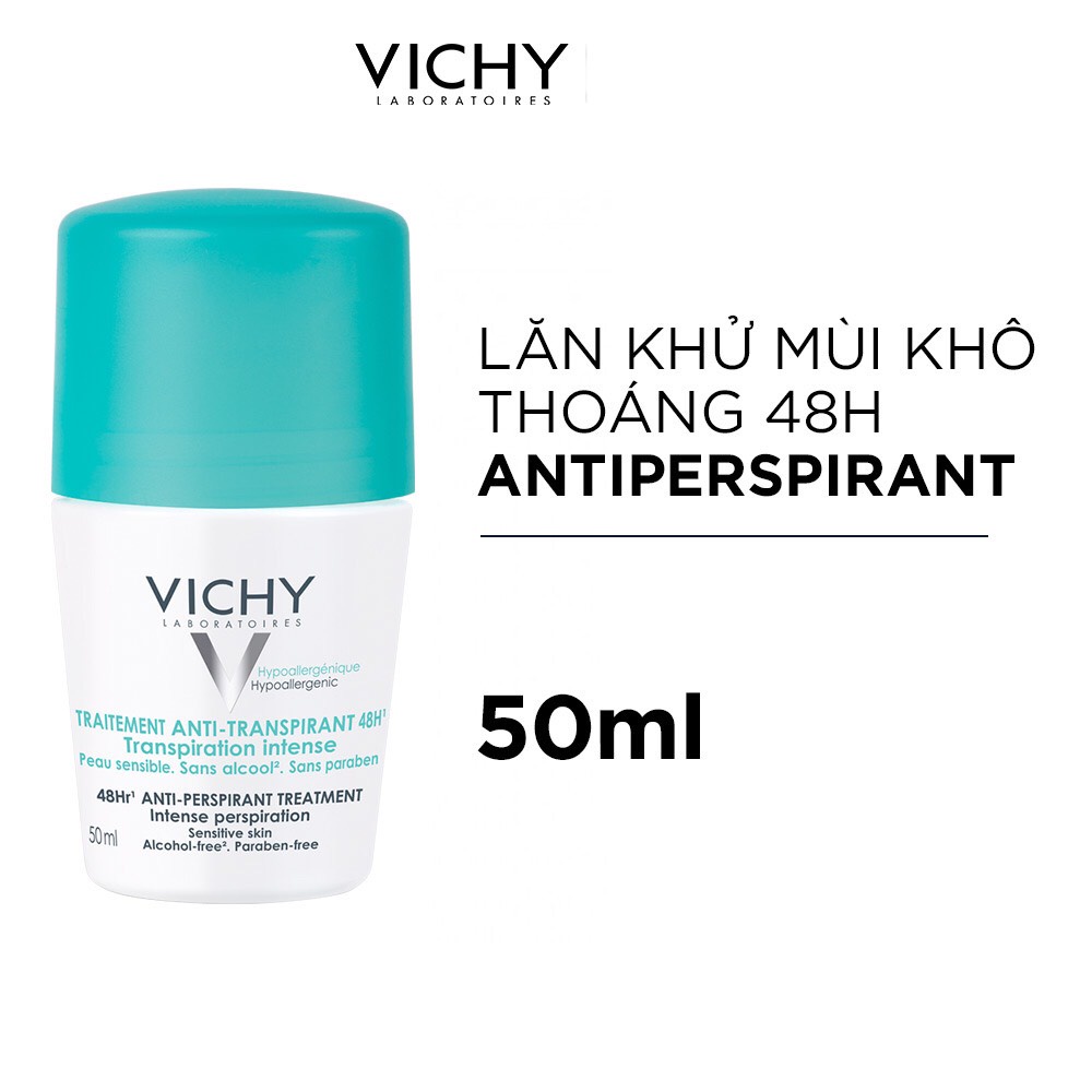 Vichy Lăn Khử Mùi Vichy Ngăn Mồ Hôi, Giữ Khô Thoáng Suốt 48H Traitement Anti - Transpirant 48H 50ml