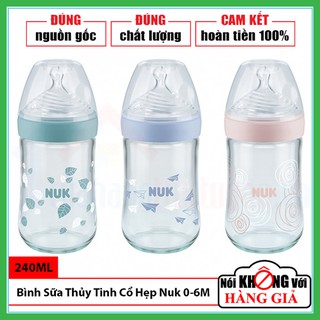 [CHÍNH HÃNG ĐỨC] Bình Sữa Cổ Hẹp Thủy Tinh Đa Tia Silicone Dẹt Chỉnh Nha NUK Nature Sense 240Ml Cho Trẻ 0-6 Tháng Tuổi