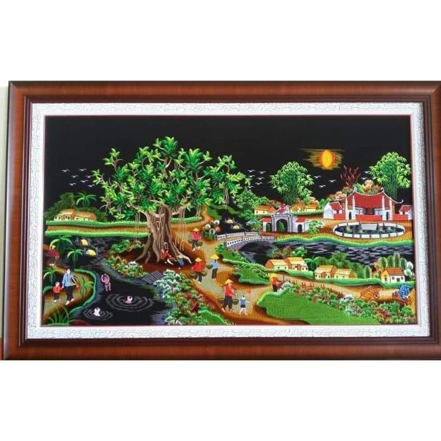 Tranh Làng quê (đã thêu sẵn)