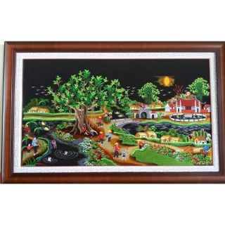 Tranh Làng quê (đã thêu sẵn)