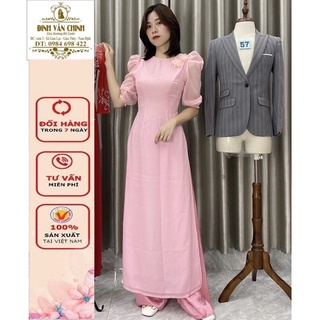 Áo dài tơ hồng nhẹ nhàng_thiết kế tơ mềm lót lụa