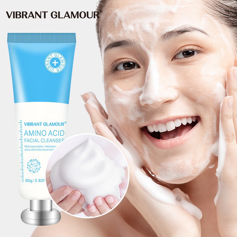 Sữa rửa mặt tạo bọt Vibrant Glamour axit hyaluronic giảm mụn dưỡng ẩm làm trắng da thu nhỏ lỗ chân lông mờ nếp nhăn 80g