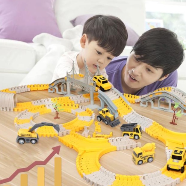 Bộ Đồ Chơi Lắp Ráp Đường Ray Xe Hơi Chạy Điện Linh Hoạt DIY Mùa Cho Bé Autumn063