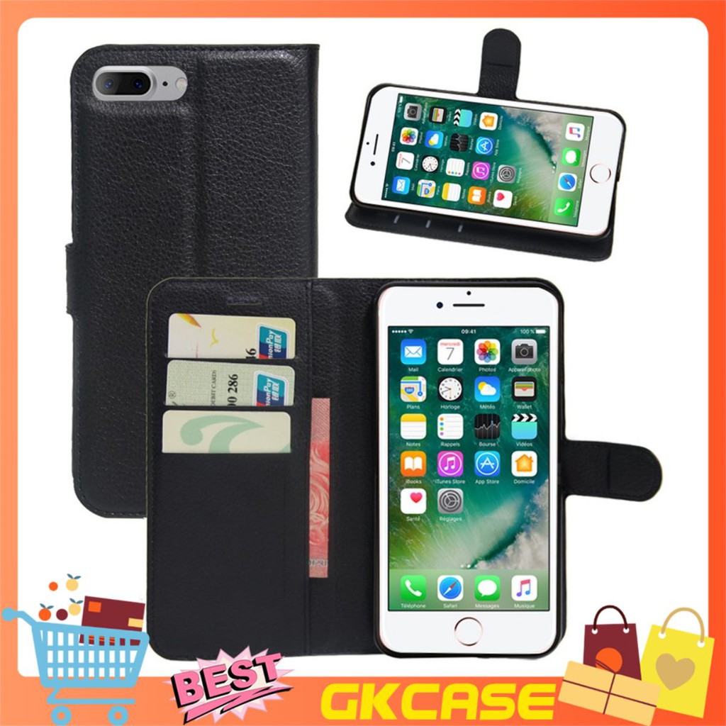 Bao da iPhone 7 Plus 8 Plus Ốp lưng da cao cấp có nắp gập và chống xem phim