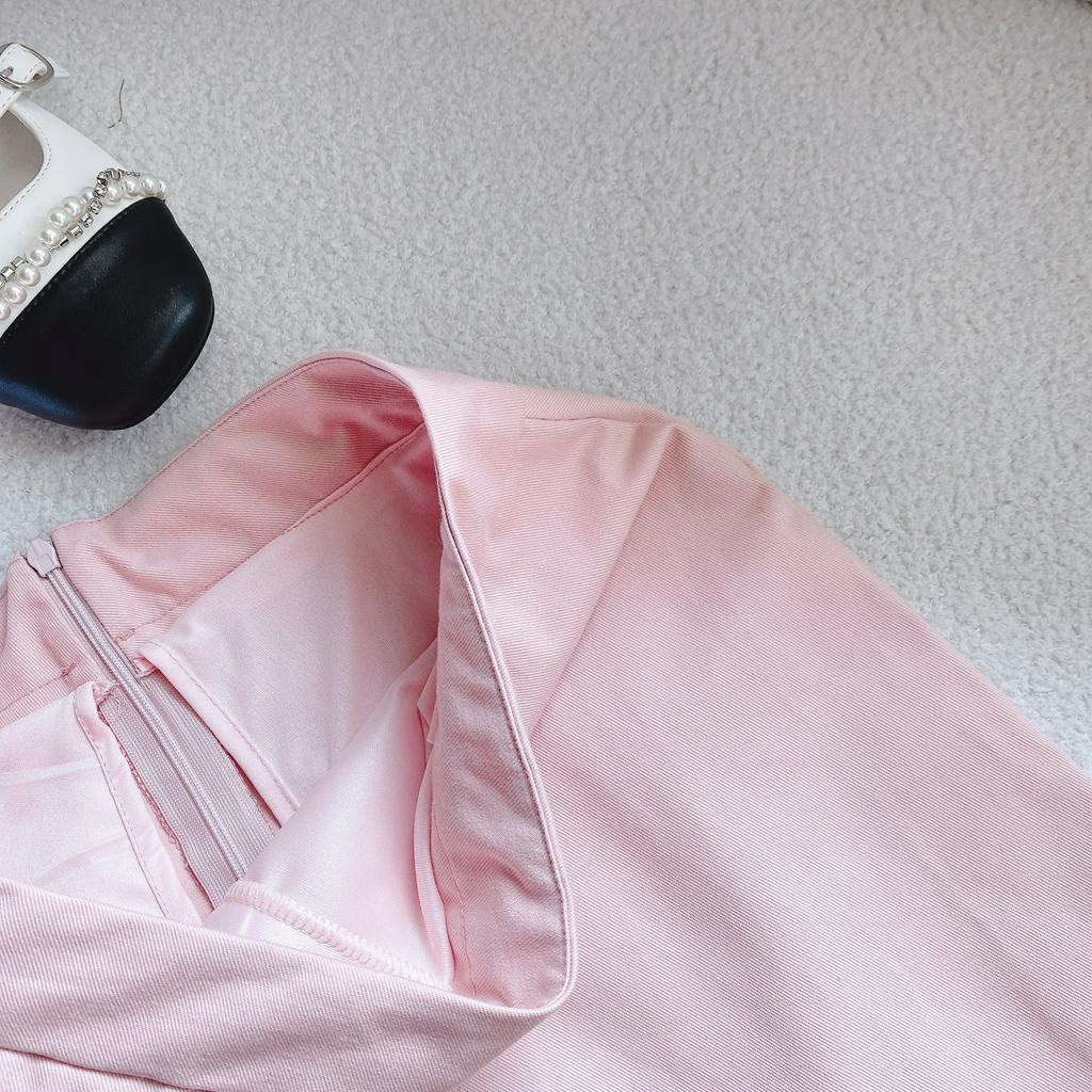 SET ÁO 2 DÂY BBD DÁNG BÍ BO CHUN + CHÂN VÁY HỒNG (TH)