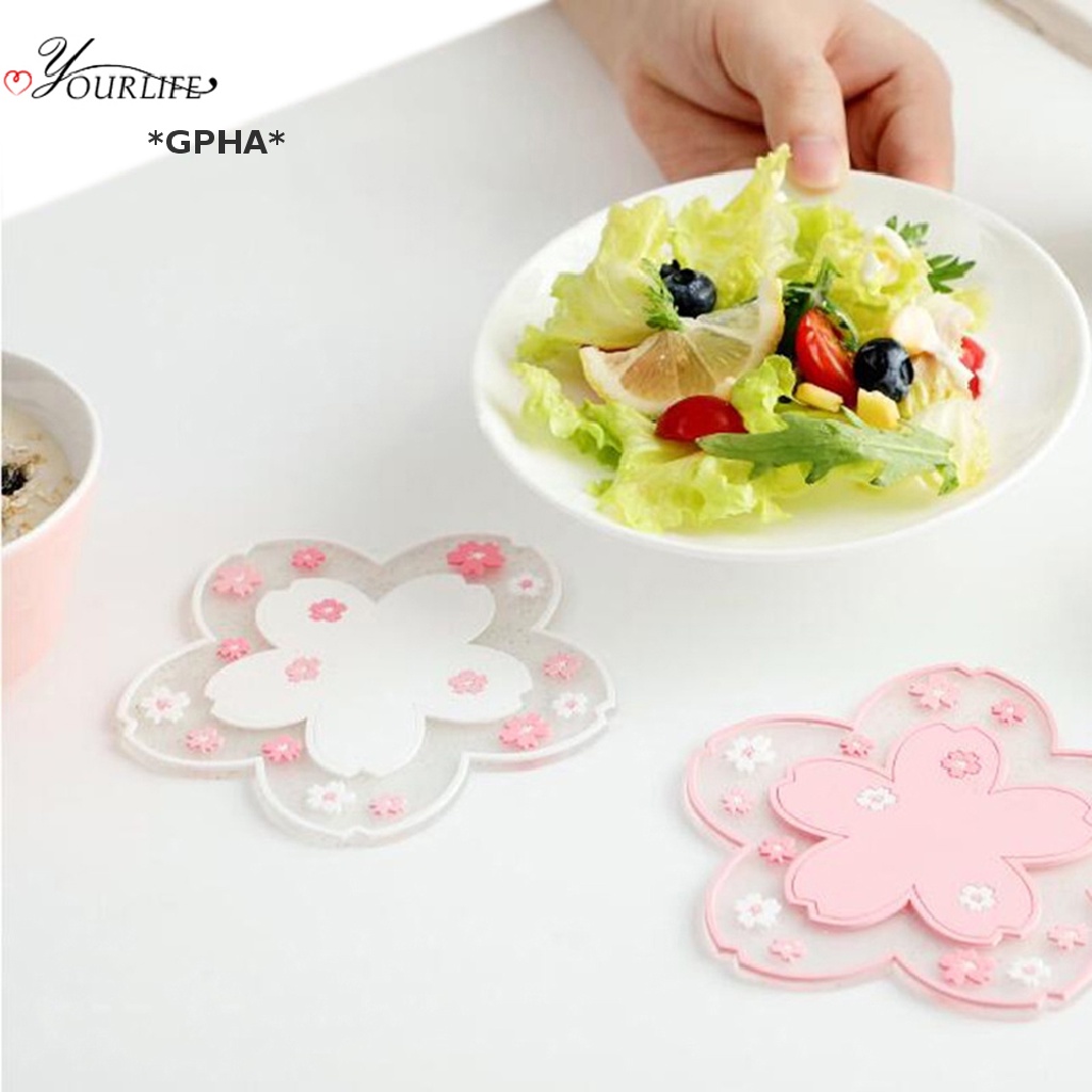Tấm Lót Ly Cách Nhiệt Chống Trượt Hình Hoa Anh Đào Xinh Xắn