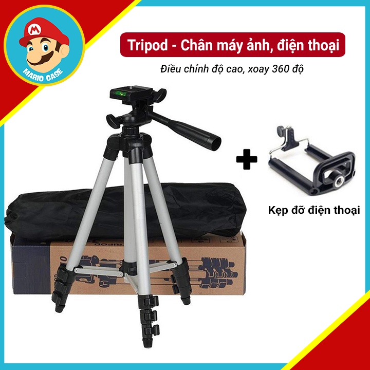 Chân máy ảnh và điện thoại - Tripod hỗ trợ chụp hình - 3 chân trụ, điều chỉnh độ cao, xoay 360 độ TF-3110 – Mariocase