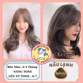 Thuốc Nhuộm Tóc Nâu Lạnh Tặng Oxy Trợ Nhuộm Găng Tay Mũ Chùm Kenzii Lên Từ Tone 6 -7