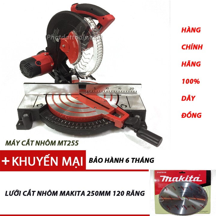 Máy cắt nhôm MT255 (curoa),tặng lưỡi cắt nhôm makita 250mm,120 răng