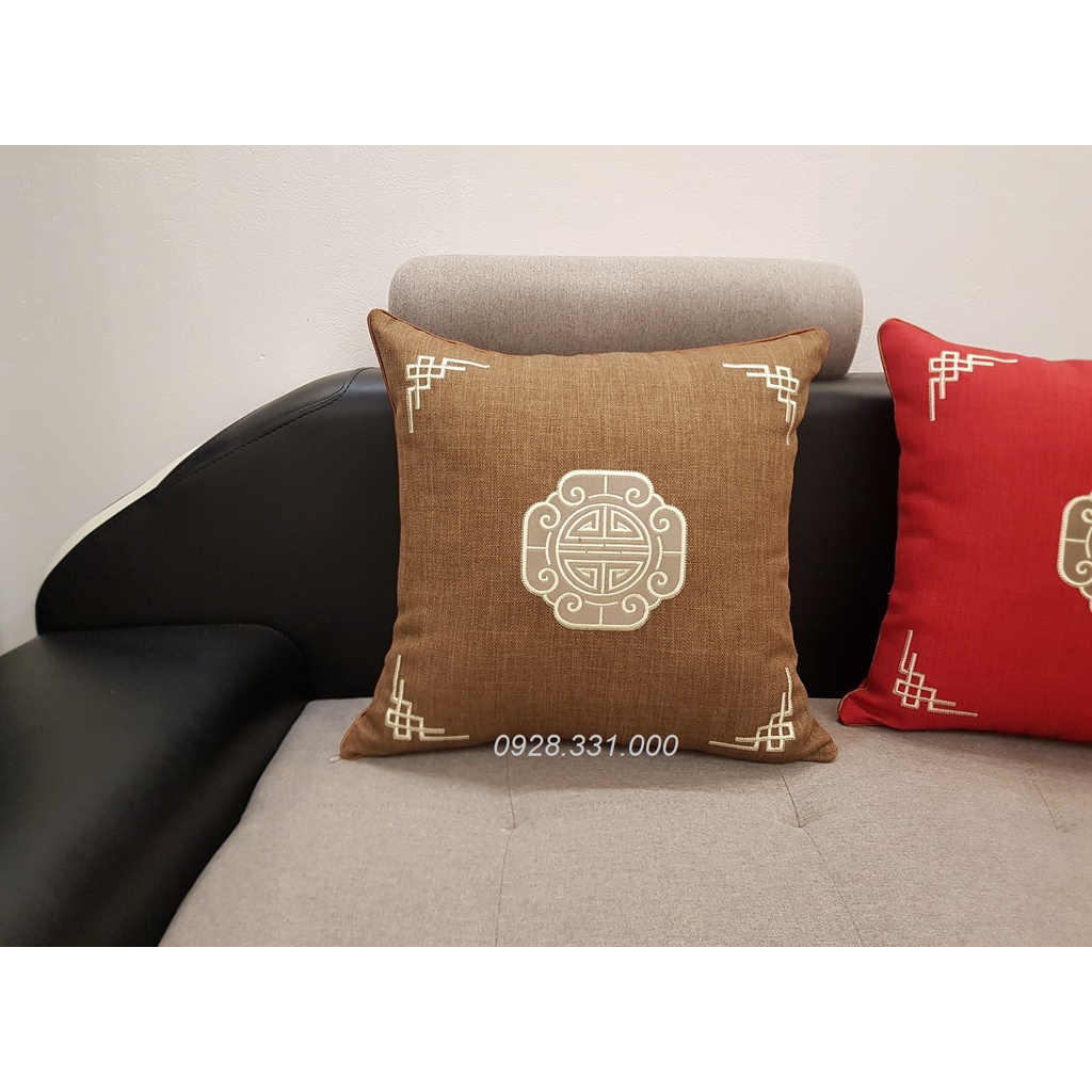 Gối tựa ghế Sofa Thêu 48x48cm kèm ruột