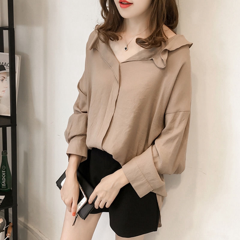 Áo Cánh Dơi Dài Tay Màu Trơn Dễ Phối Đồ Dáng Rộng Dễ Phối Đồ Cho Nữ