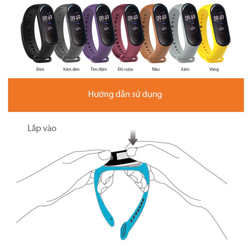 Dây đeo thay thế Slilicone cho Xiaomi Miband 4 (17 loại màu cho bạn chọn)