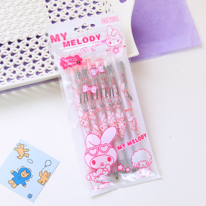 Set 6 Bút Mực Gel Dạng Bấm Thiết Kế Dễ Thương Cho Nữ