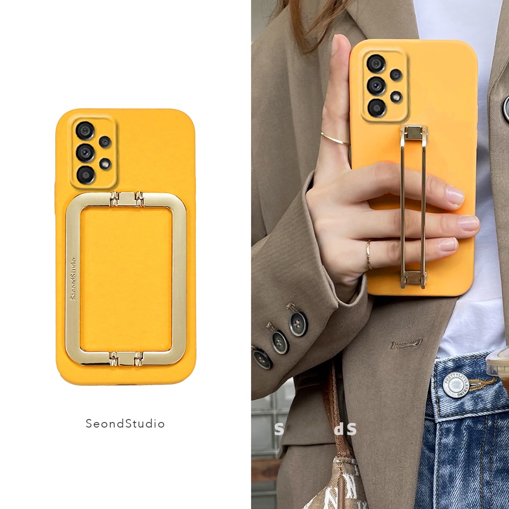 Ốp Điện Thoại tpu Silicon Mềm Màu Trơn Có Giá Đỡ Kim Loại Cho samsung galaxy a53 a73 a13 a23 a33 m33 m23 4g 5g galaxya53