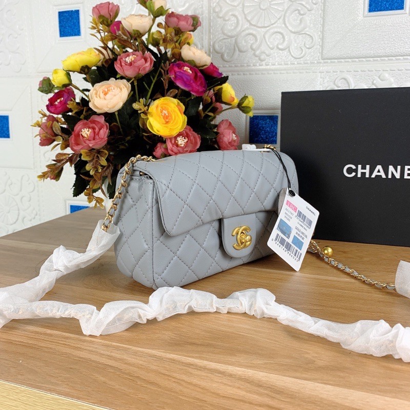 Túi xách Chanel quả dâu màu ghi size 20cm (có sẵn)