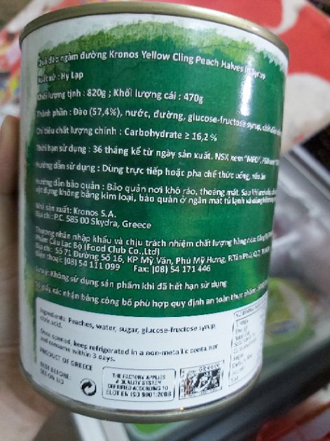 Đào ngâm Kronos 820gram | BigBuy360 - bigbuy360.vn