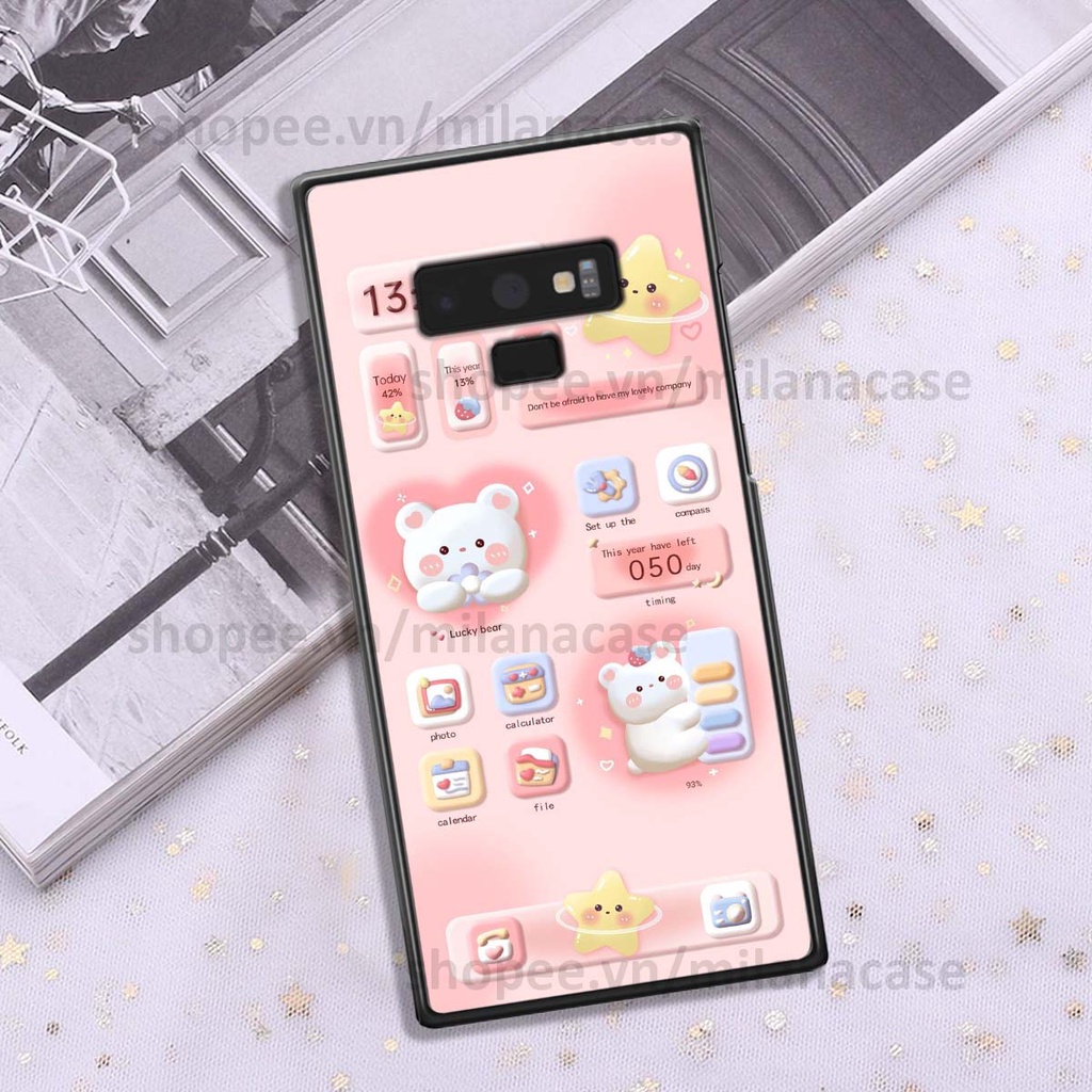 Ốp Samsung Note 9 hình đồng hồ icon gấu mèo cute cực dễ thương ngộ nghĩnh