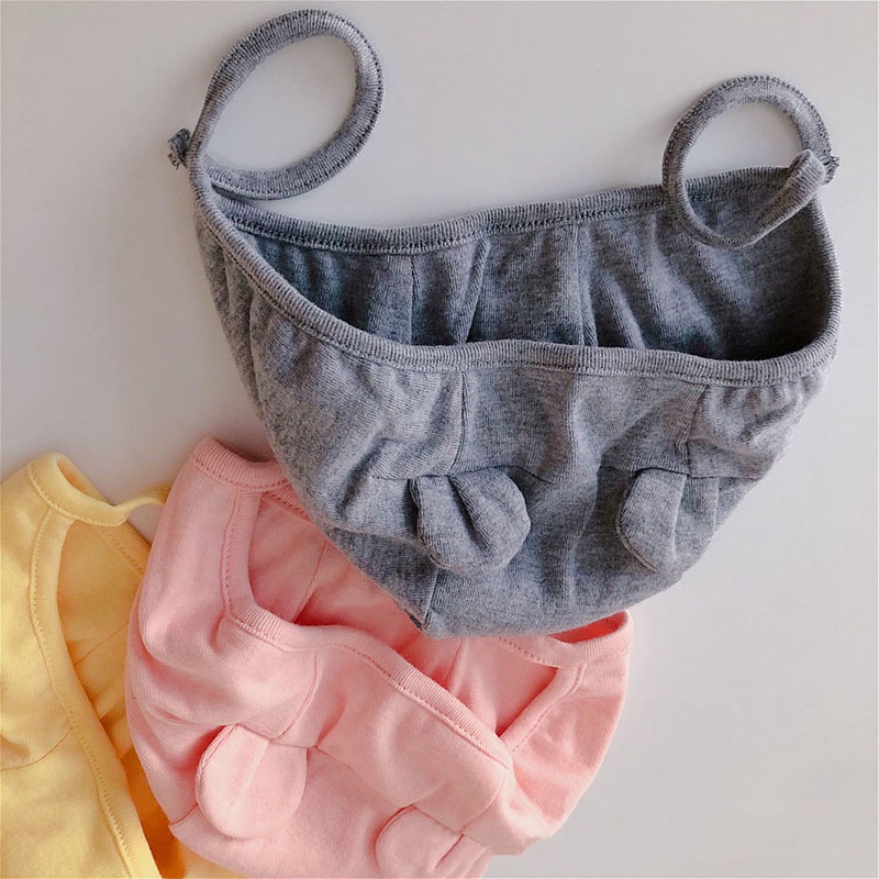Mũ beanie giữ ấm màu trơn hình tai gấu dễ thương cho bé