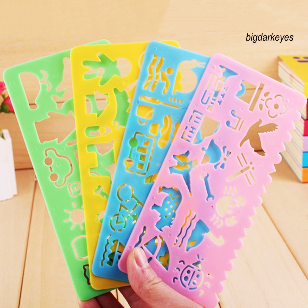 Set 4 Khuôn Mẫu Vẽ Tranh Bằng Giấy Thủ Công