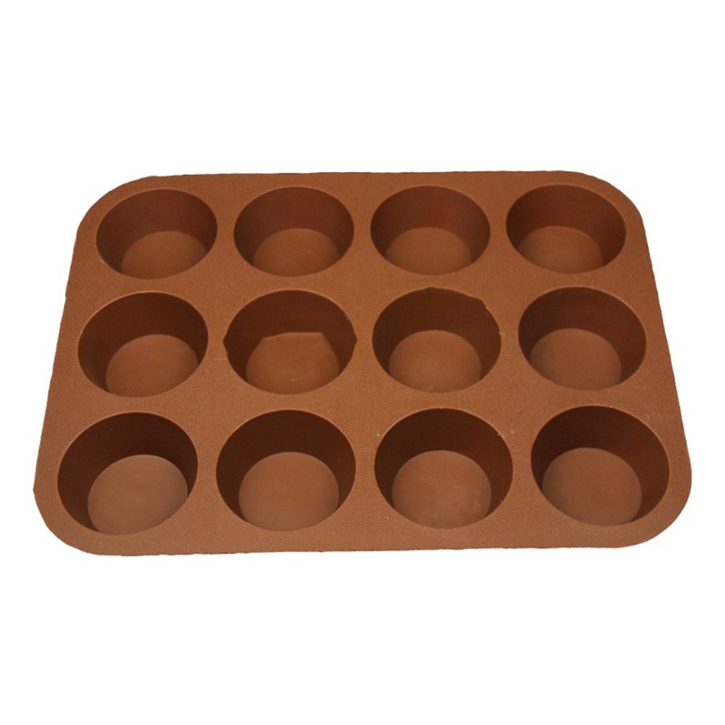 lucky* 12  Holes Cylinder Silicone Molds for Making Chocolate Candy Soap Muffin Cupcake Brownie Cake Pudding Baking Cookie