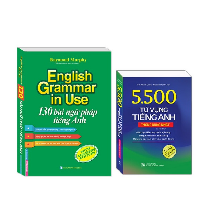 Sách - Combo 130 bài ngữ pháp tiếng Anh (màu) + 5500 từ vựng tiếng Anh thông dụng nhất (màu)