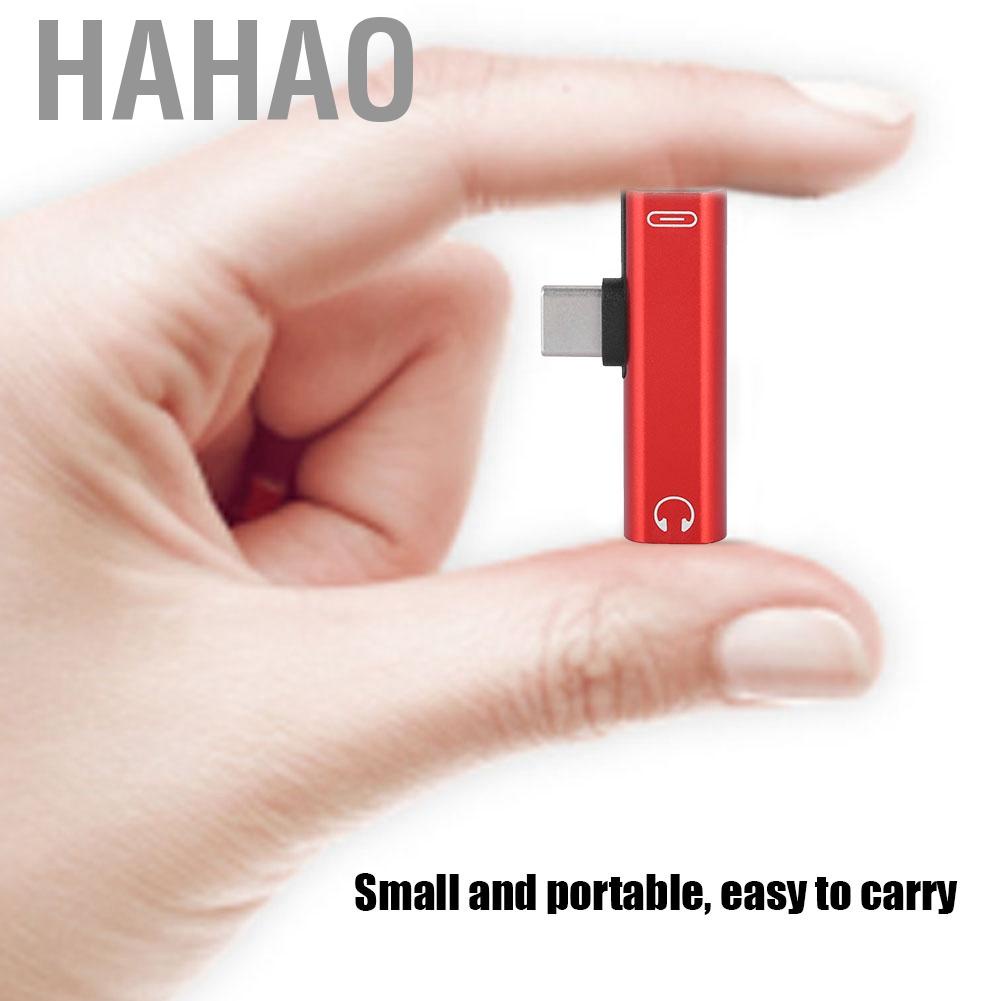 Hahao 2 in 1 TYPE-C to 3.5mm Jack Headphone USB Charging Converter Multi-function Transverter 