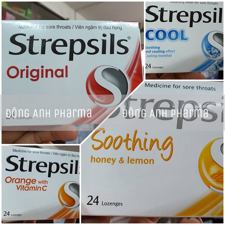 Viên ngậm Strepsils giảm đau họng khan tiếng - đủ mùi vị (hộp 24 viên) - Đông Anh Pharma