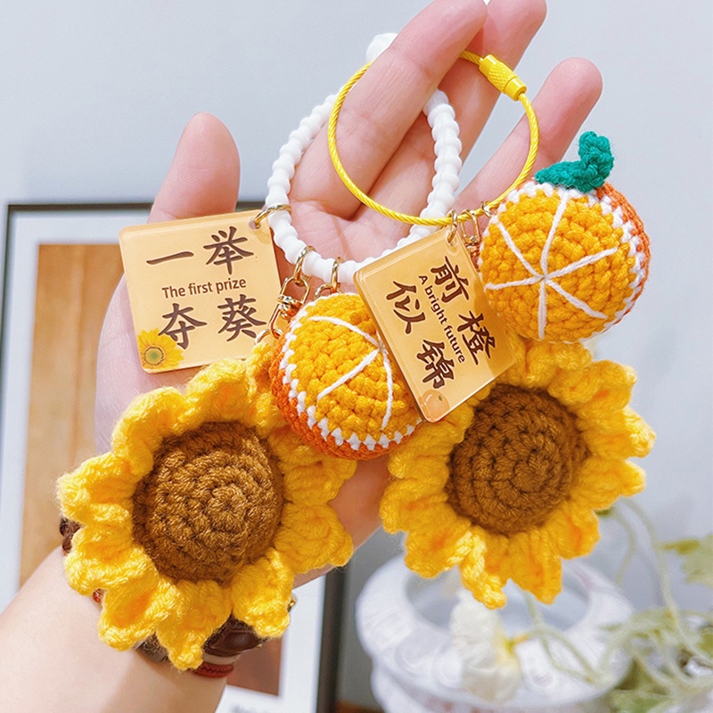 Móc Khóa Hình Bông Hoa Đan Len Thủ Công diy Dành Cho Nữ