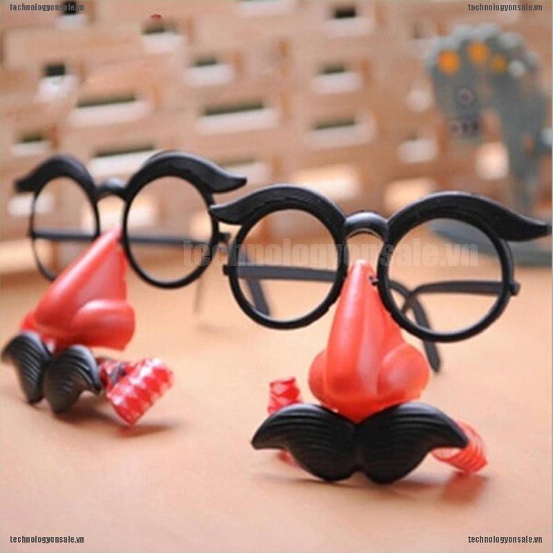 Funny Clown Glasses Costume Ball Round Frame Red Nose w//Whistle Mustache TOCA
