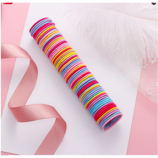 Set 50 Dây Cột Tóc Co Giãn Nhiều Màu Thời Trang Mềm Mại Xinh Xắn cho bé gái, con gái