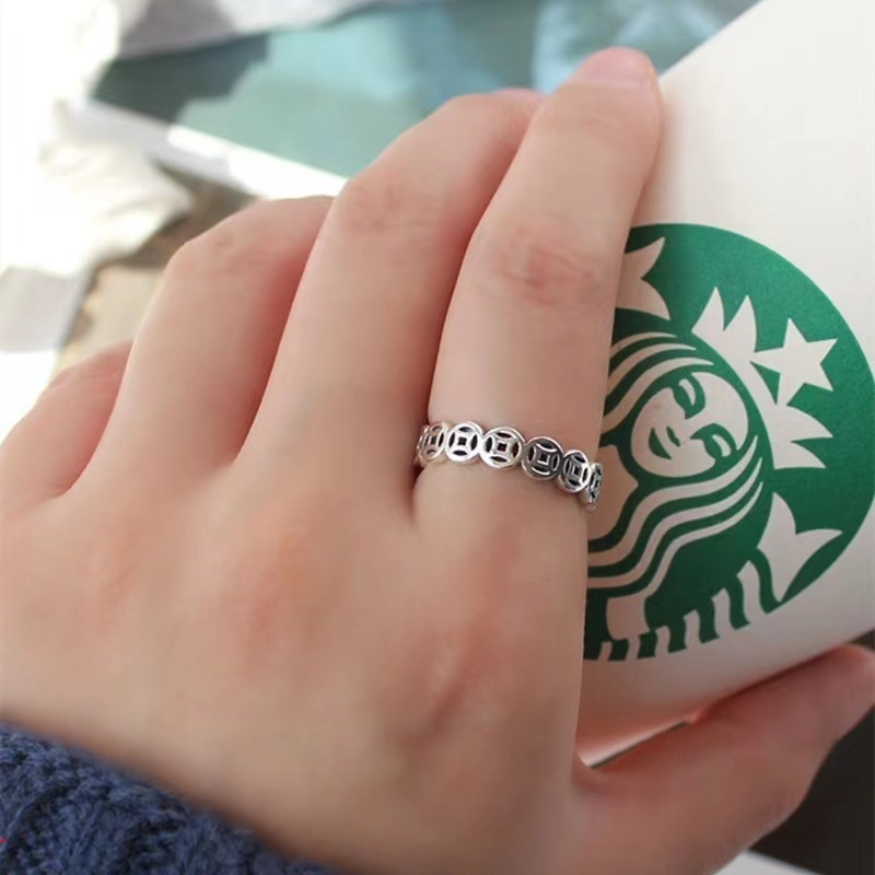 Nhẫn Bạc Ý Kim Tiền May Mắn