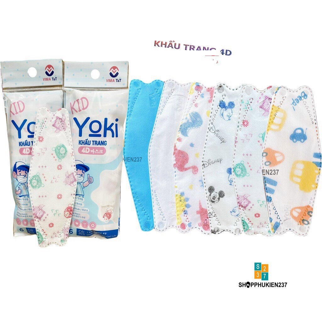 Sét 10 khẩu trang họa tiết 4D kf 94 dày đẹp cho bé