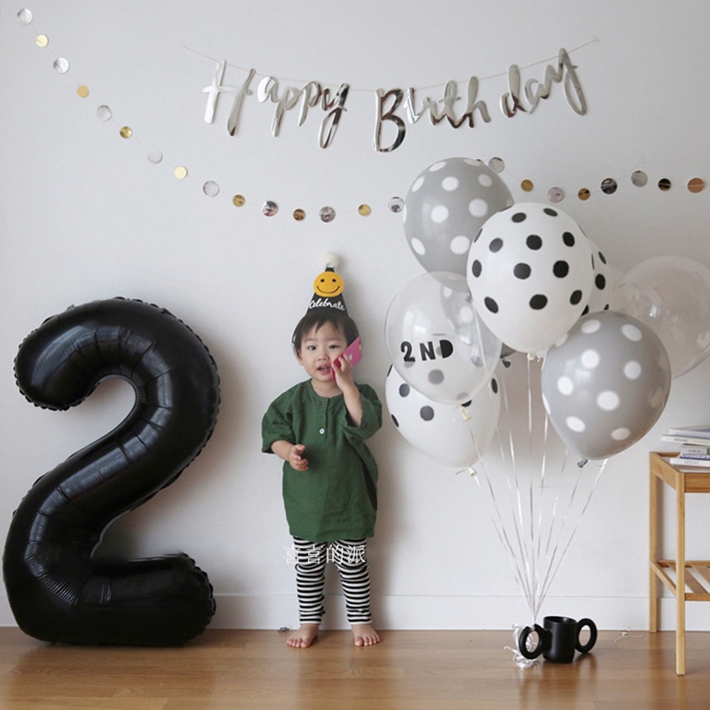 Bong Bóng Hình Số 0-9 Màu Đen 32 Inch Dùng Trang Trí Tiệc Sinh Nhật/Tiệc Cưới