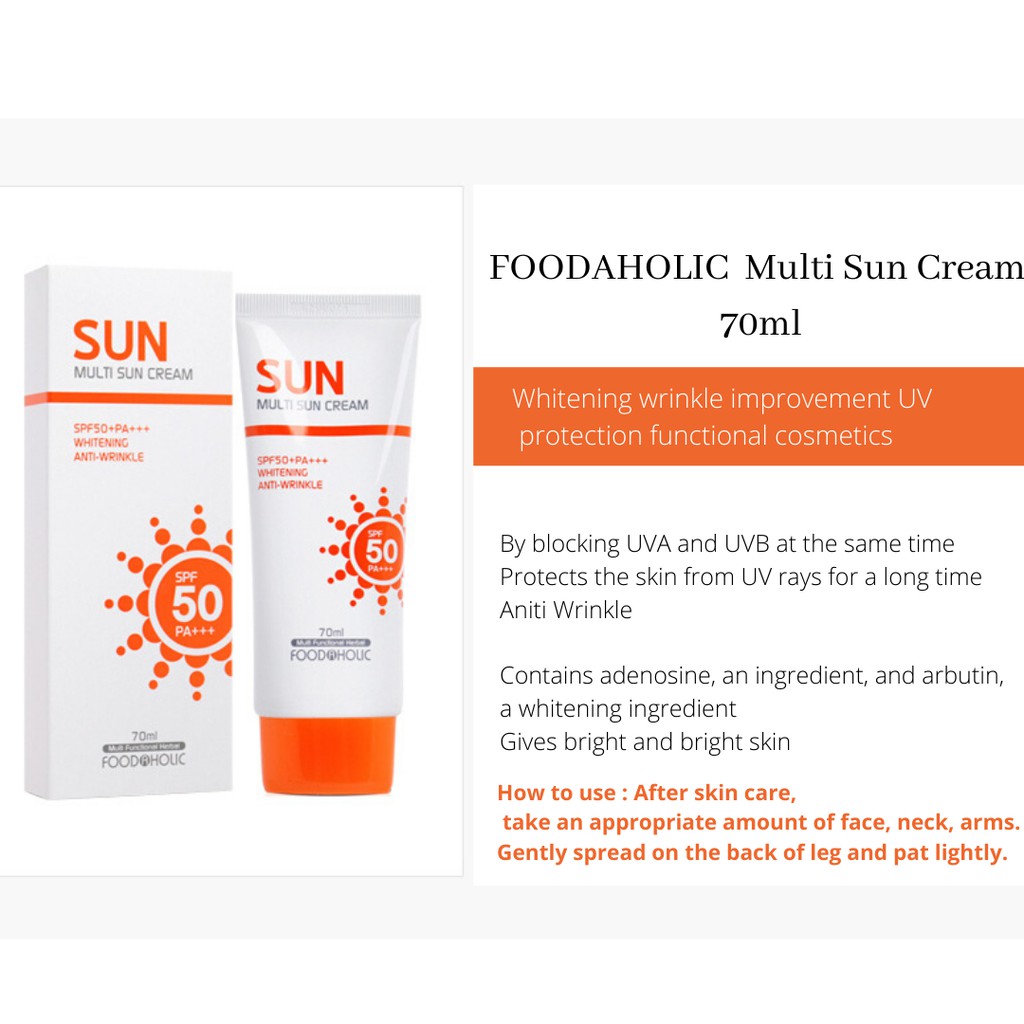FOODAHOLIC Multi sun cream SPF50+PA+++ 70ml / Korea Shipping