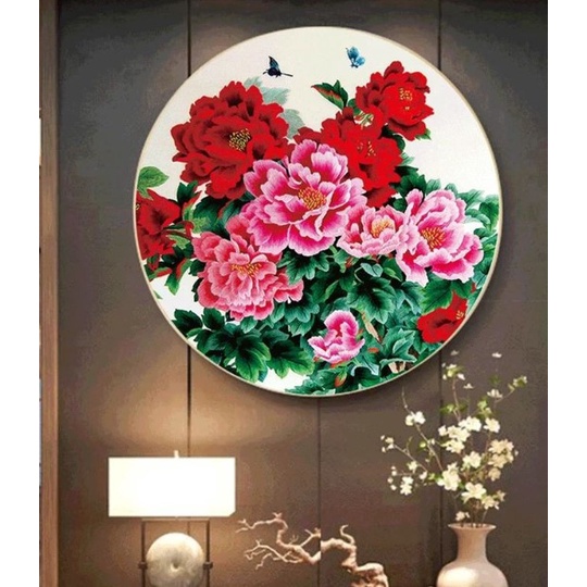 tranh thêu chữ thập hoa mẫu đơn dx1112 (50x50)