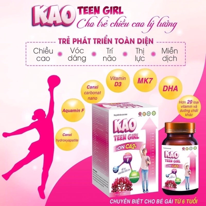 Hỗ trợ phát triển chiều cao bé gái Kao Teen Girl hộp 30 viên