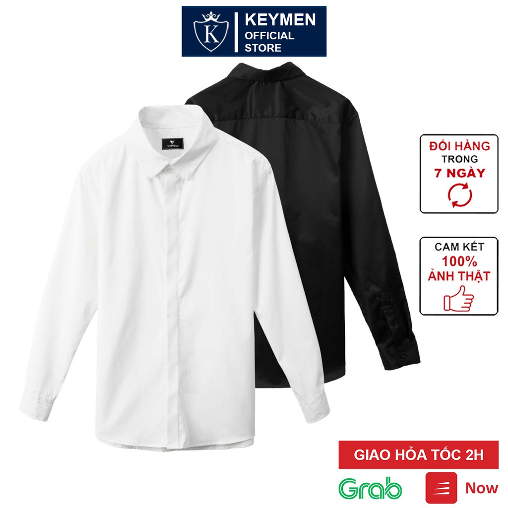 Sơ mi nam trắng giấu cúc Vesca cao cấp chất vải lụa mềm mại thiết kế giấu cúc sang trọng thời trang A3