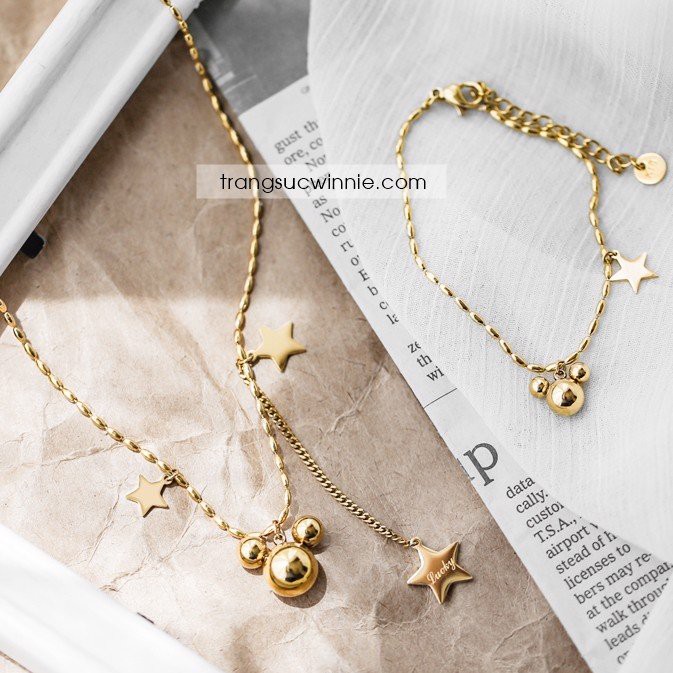 Dây chuyền nữ titan mickey star