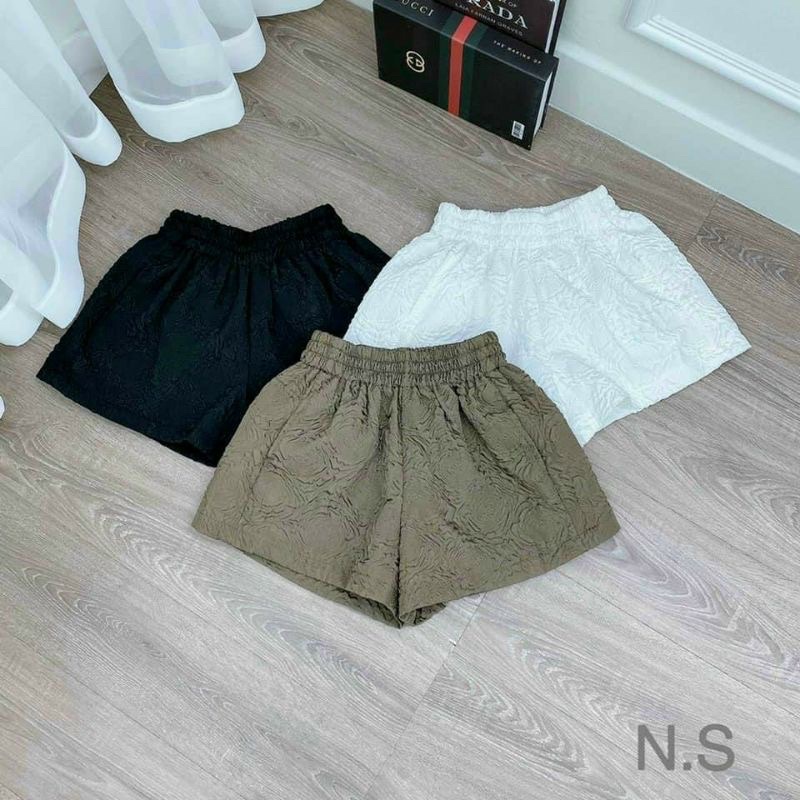 Quần short nữ dập nổi 3D xốp phồng hàng đẹp xinh xắn - Quần sooc xốp hoa phối nhiều kiểu áo năng động | BigBuy360 - bigbuy360.vn